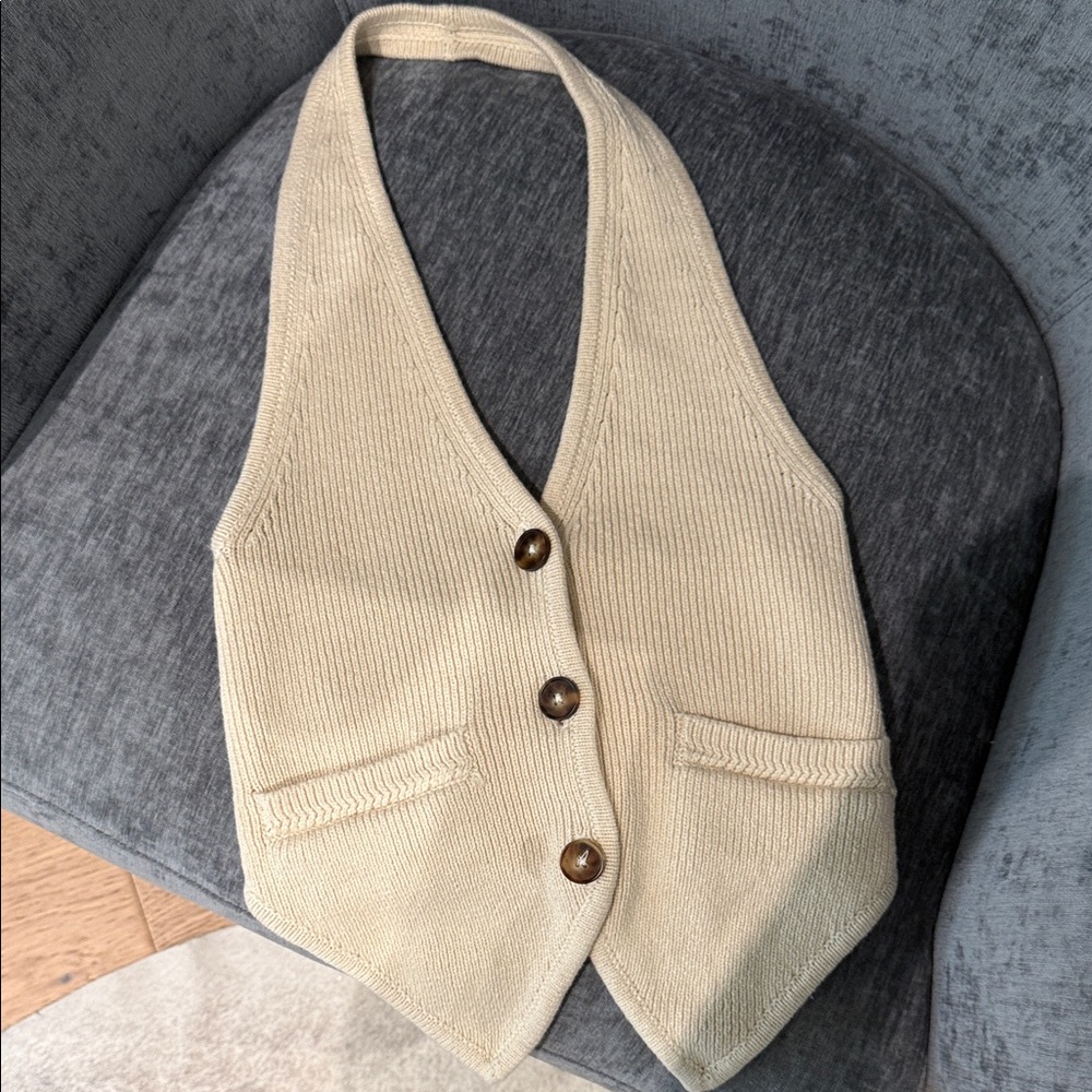 Reformation Cream V-Neck Sweater Vest